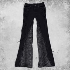 パンツ Rare Black Coating Lace-up Pants y2k 00s Rare Black Python Laceup Flare Pants 00s - メルカリ