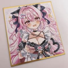 d*7様 手描きイラスト 色紙 オリジナル 猫メイド - メルカリ