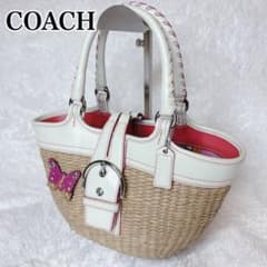 COACH コーチ かごバッグ バタフライ ストロー×レザー ソーホー y2k