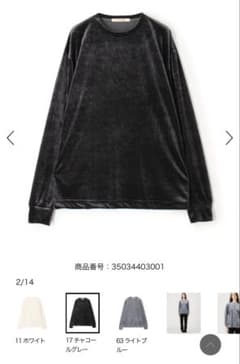 BACCA チャコールグレー 長袖ベルベットTシャツのサムネイル