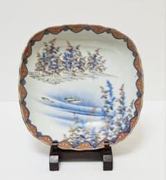 明治 有田焼 伊万里焼 オールド 香蘭社 色絵竹林鮎文 大鉢 23.5cm