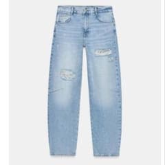 ZARA ダメージ加工バギーレースデニムパンツ　36のサムネイル