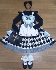 140㎝相当美品2点セット☆ハンドメイドアリスジャンスカワンピ+肩フリルインナーのサムネイル