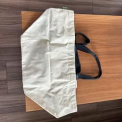 再値下エルベシャプリエナイロントートアイボリー/ターコイズ取手長め　Lサイズのサムネイル