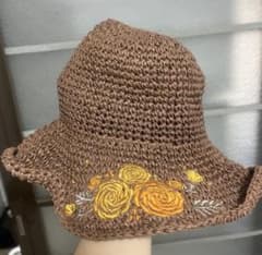 studio CLIP 麦わら帽子 ブラウン 刺繍