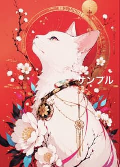 一作限り】白猫と紅の花が映える和風幻想アート A046 - メルカリ