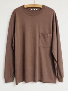 UNIQLO U メンズ クルーネック長袖Tシャツ ブラウン Lのサムネイル