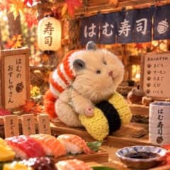 はむにぎり用 寿司2点セット 海老リュック 玉子ポシェット ハンドメイド　ぬい活のサムネイル