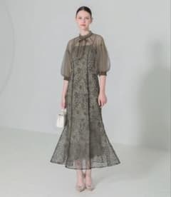 Leja リボン付きパフスリーブシアーボレロ刺繍レースマーメイドドレスのサムネイル