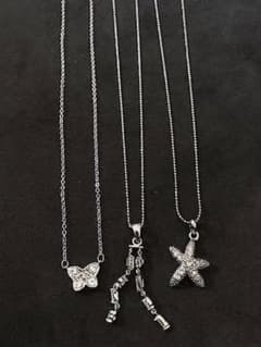 【特価❗️】シルバーネックレス3本セット　ネックレストップ付き♬のサムネイル