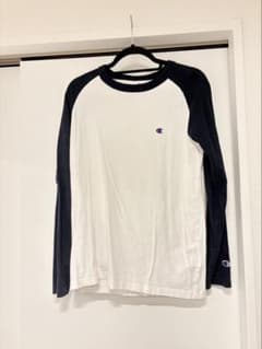Champion 長袖Tシャツ ラグラン ホワイト ネイビーのサムネイル