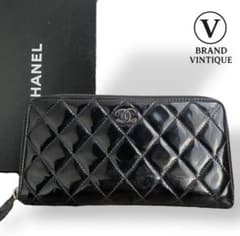 希少】 シャネル エナメル ブリリアント 長財布 シルバー金具 