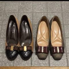 週末セール！！DIANA リボン付きフラットシューズ 2足セットのサムネイル