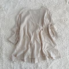 メゾンドソイル 綿100％ ボートネックブラウス ロゴ刺繍 アイボリー
