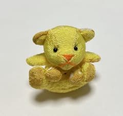 【黄色】クマ型マスコット ボールチェーン付き 和風チャームのサムネイル