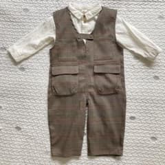 【美品】ミラーベイチェックオーバーオール&白シャツセットのサムネイル