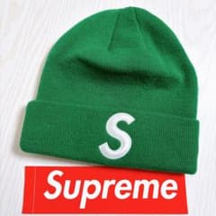 Supreme NEW ERA ニット帽 ビーニー Sロゴ グリーン 緑 - メルカリ