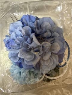 髪飾り コサージュ ブルー系 花 和装 浴衣のサムネイル
