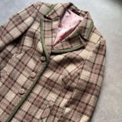 チェック マキシ丈 コート ロング ピンク ローラアシュレイ チェスター