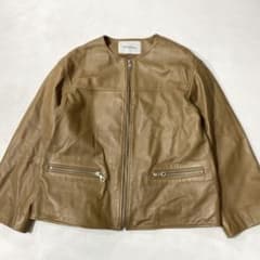 ♡大人気　Spick＆Span レザー　ノーカラー　ライダース 羊革 SPICK&SPAN 羊革 ラムレザー ノーカラーコートジャケット - メルカリ