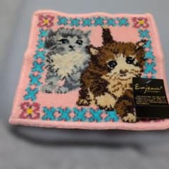 Enjeano 猫デザイン ハンカチ ピンクのサムネイル