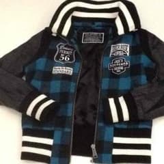 レザー ジャケット スカル ロック系 青 ボーダー チェックのサムネイル