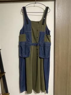 オリーブグリーン デニム サロペットのサムネイル
