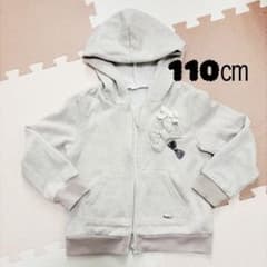 キッズ パーカー 110cm ベージュホワイト　リボン　女の子のサムネイル