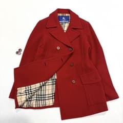 【美品】バーバリー ロンドン ダブルブレスト Pコート ブラックノバチェック.M 38M】バーバリーブルーレーベル Pコート ノバチェック ダブル ウール