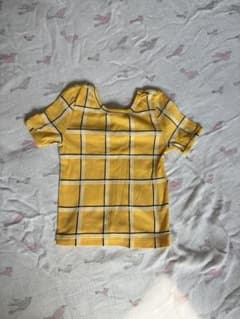 minirodiniイエローチェック柄半袖Tシャツのサムネイル