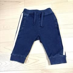 ネイビー サイドストライプ デニム風パンツ　80cmのサムネイル