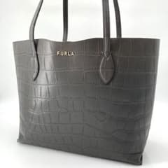 極美品✨FURLA フルラ 現行 クロコ型押し トートバッグ レザー A4可能