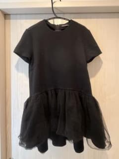ツルバイマリコオイカワ　シャツ　ブラウス　黒　チュール　切替　フリーサイズ ツルバイマリコオイカワ シャツ ブラウス 黒 チュール 切替