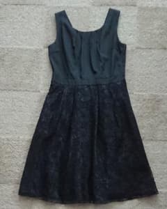 一度のみ着用★結婚式フォーマル黒ブラックワンピース11号Lのサムネイル
