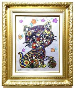 F6号】ジミー大西【ネコ】手描き作品/表裏サイン有り/油彩/絵画/高級