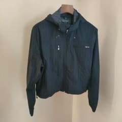 GREYSON フーデッドジャケット M 黒 総柄 ナイロン　短丈 GREYSON フーデッドジャケット M 黒 総柄 ナイロン 短丈 - メルカリ