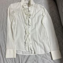 NARACAMICIE 長袖フリルブラウス ホワイト ストライプのサムネイル