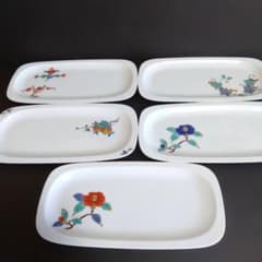 新品 有田焼 十三代柿右衛門窯筆頭絵付師舘林 古琳庵 長皿5枚　お祝い 新品 有田焼 十三代柿右衛門窯筆頭絵付師舘林 古琳庵 長皿5枚 お祝い