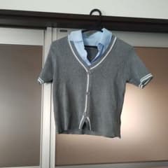 GRL fs04 フェイクレイヤード 半袖ニット グレーのサムネイル