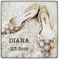 DIANA ダイアナ フラットパンプス 刺繍柄 size 23.5cm - メルカリ