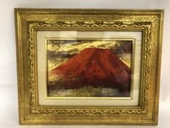 希少】桝田靖夫 赤富士 金箔？ 額装 風景画 富士山 - メルカリ