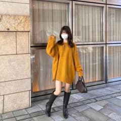 RILI STORE ユニセックスニットトップス マスタードのサムネイル