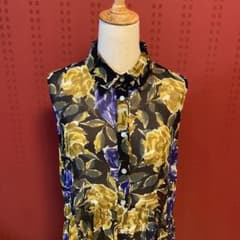 KEIKO KISHI 花柄 ノースリーブ シャツワンピース ブルー系 サイズ1のサムネイル