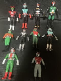 当時物・日本製　昭和特撮ミニソフビ 11体セット仮面ライダー10体＋ウルトラマン 当時物・日本製 昭和特撮ミニソフビ 11体セット仮面ライダー10体＋