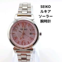 SEIKO ルキア ソーラー腕時計 ピンク文字盤 V137 デイト 防水10気圧 SEIKO ルキア ソーラー腕時計 ピンク文字盤 V137 デイト 防水10気圧