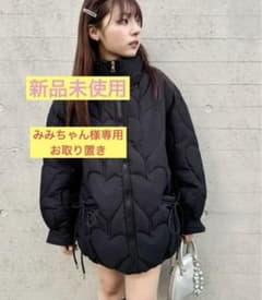 Loueme ハートキルティングリボンオーバージャケット ブラックのサムネイル