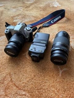 Canon EF フィルム カメラ 一眼レフ 望遠レンズ フラッシュ セット Canon EOS フィルム一眼レフカメラ 本体 レンズ フラッシュセット