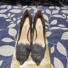 グレー スエード ファー付き ハイヒールのサムネイル