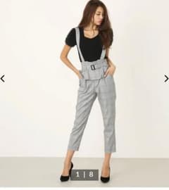rienda  新品 3way チェック テーパード パンツ Mサイズ サス付きのサムネイル