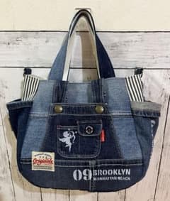 ハンドメイド デニムリメイク トートバッグ サロペット - メルカリ